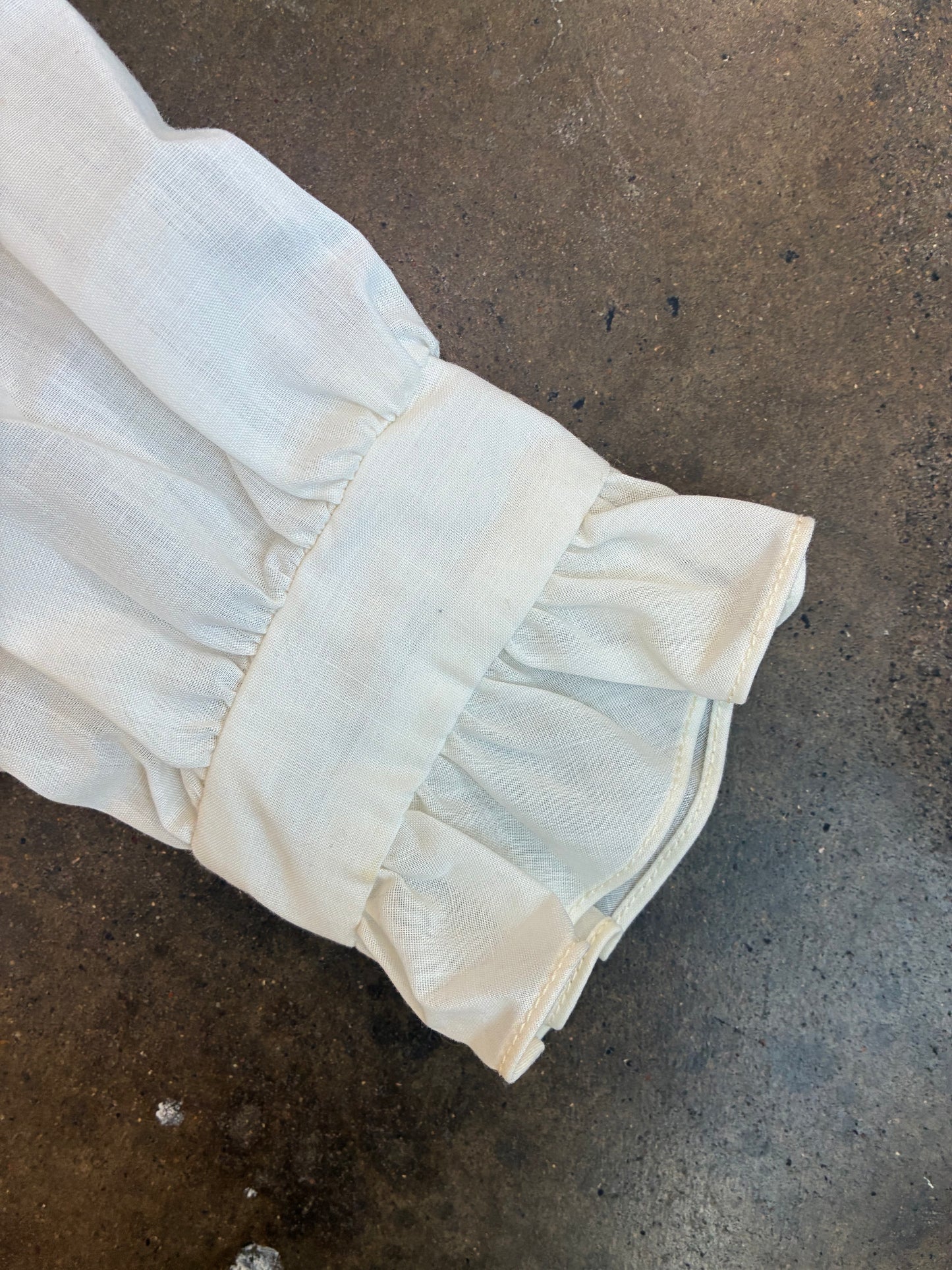 Cream Teddi of California Button Up Ruffle Long Sleeve