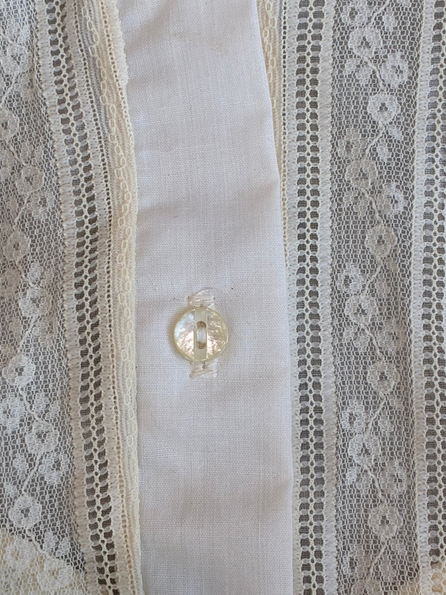 Cream Teddi of California Button Up Ruffle Long Sleeve