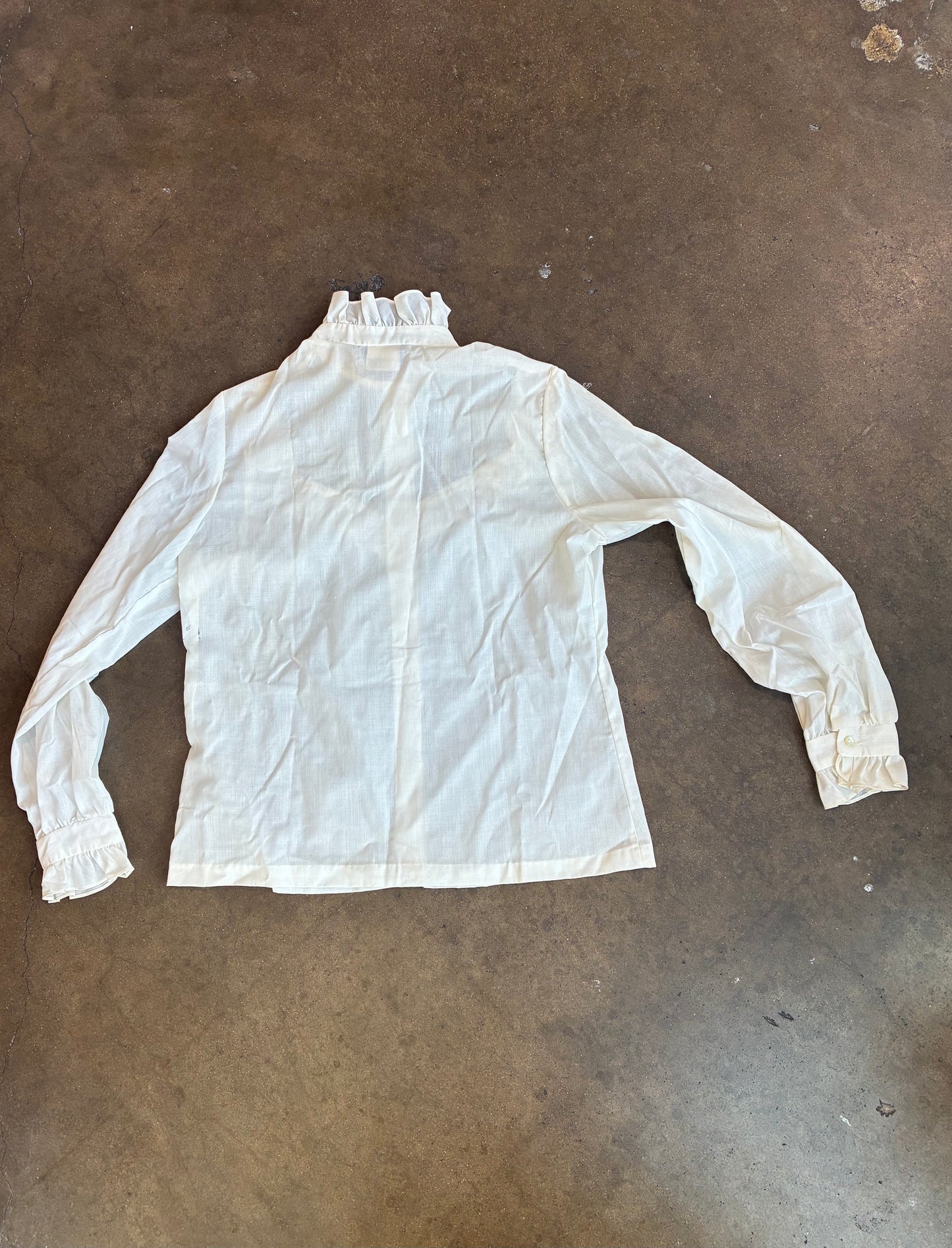 Cream Teddi of California Button Up Ruffle Long Sleeve