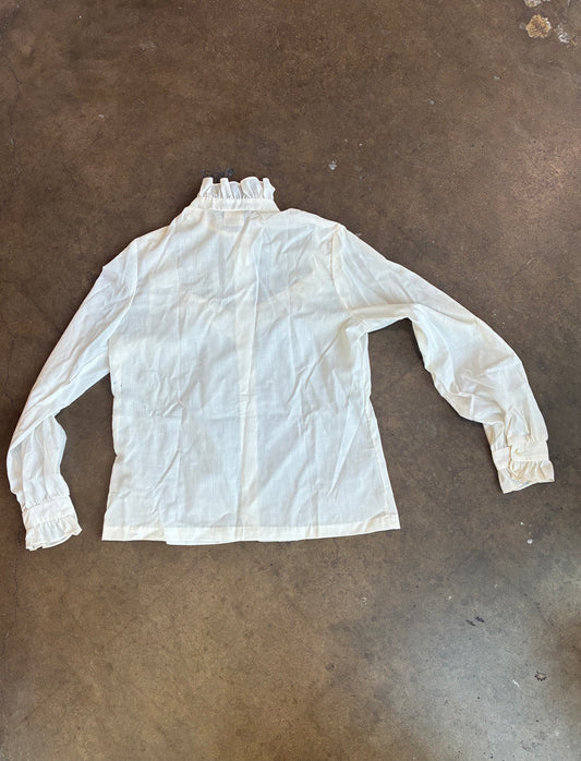 Cream Teddi of California Button Up Ruffle Long Sleeve
