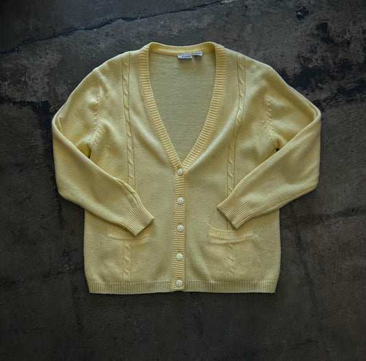 Butter Yellow Button Front Cardigan