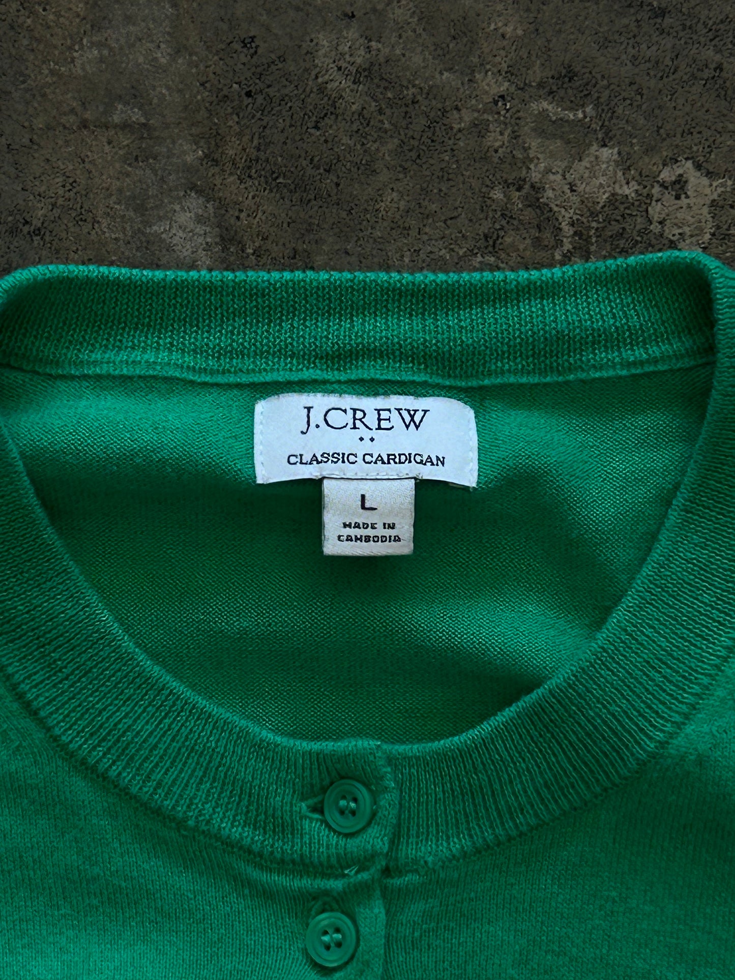 Green J. Crew Classic Cardigan