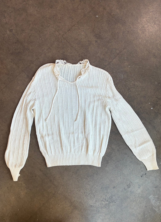 White Knit Long Sleeve Sweater