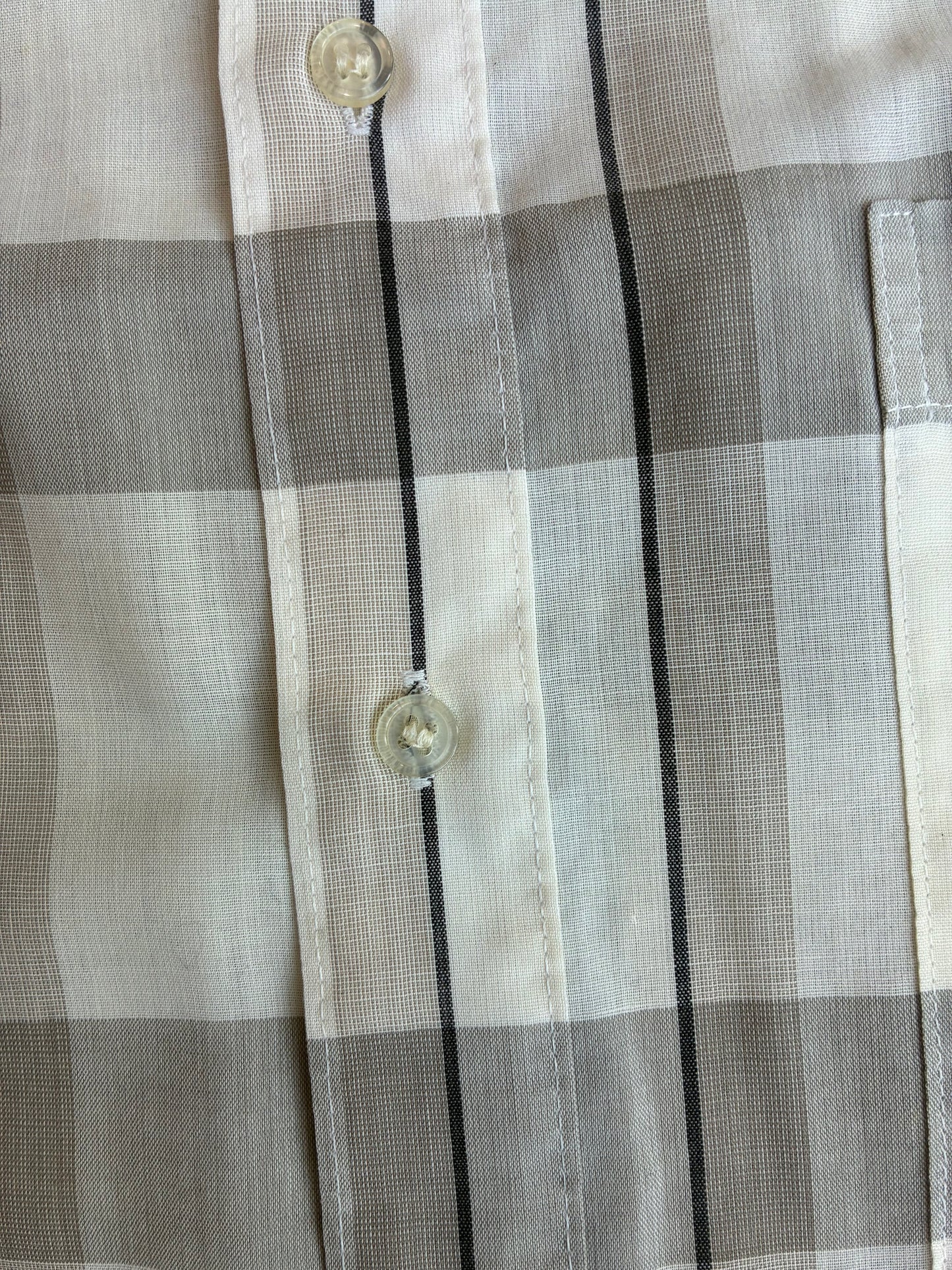 Grey + White Plaid Long Sleeve Button Up