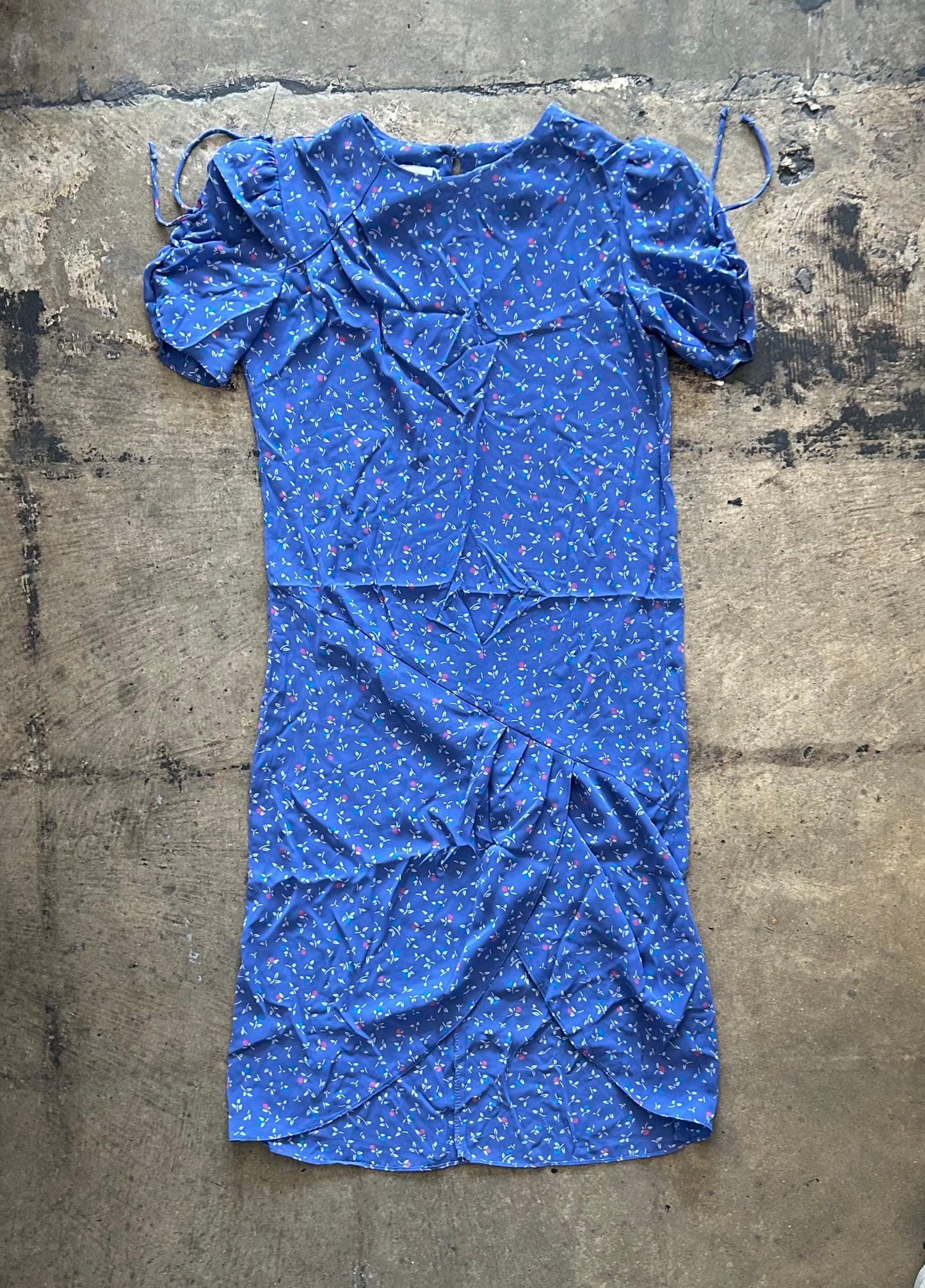 Sheer Blue Floral Midi Dress