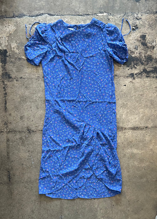 Sheer Blue Floral Midi Dress