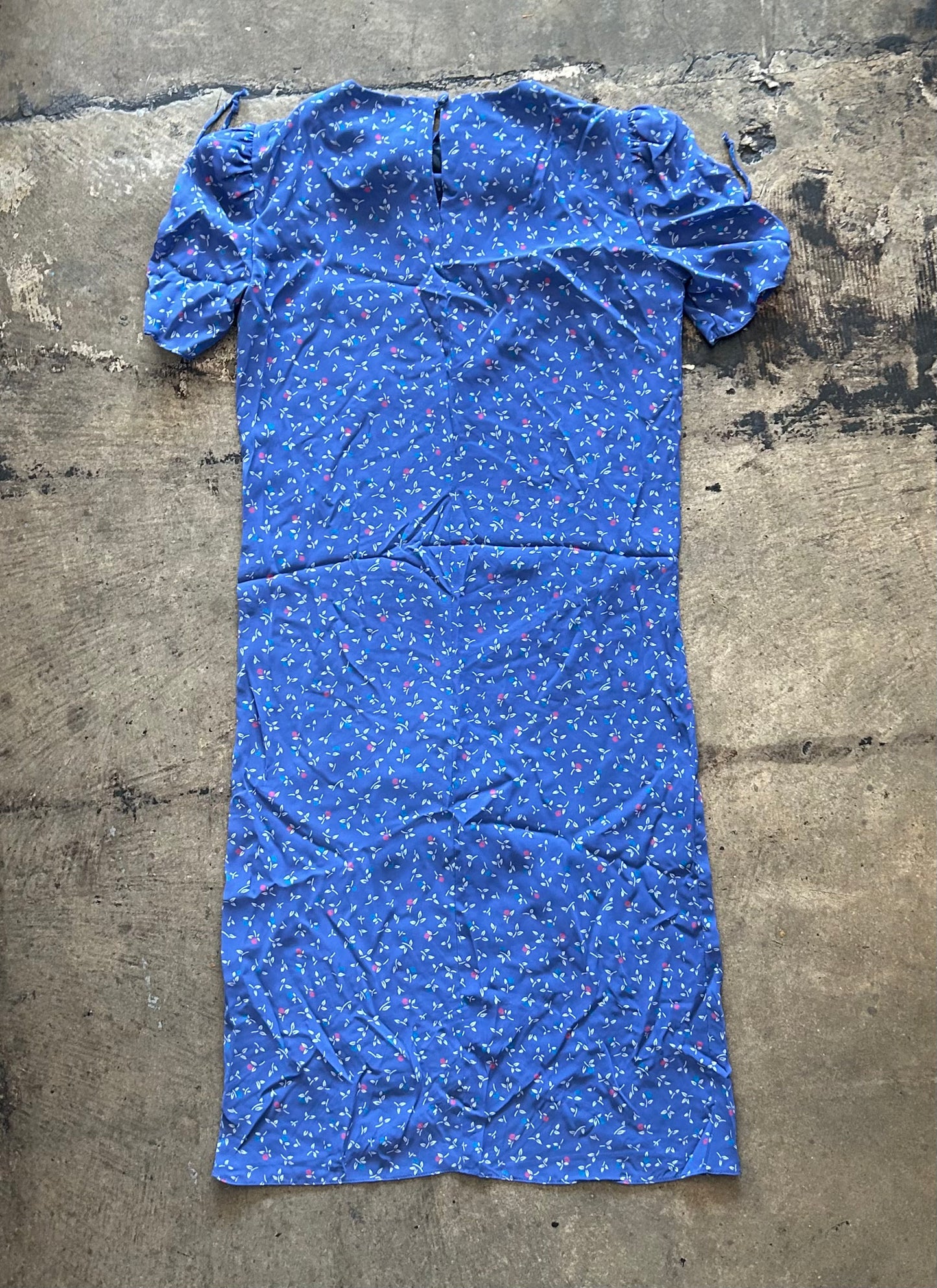 Sheer Blue Floral Midi Dress