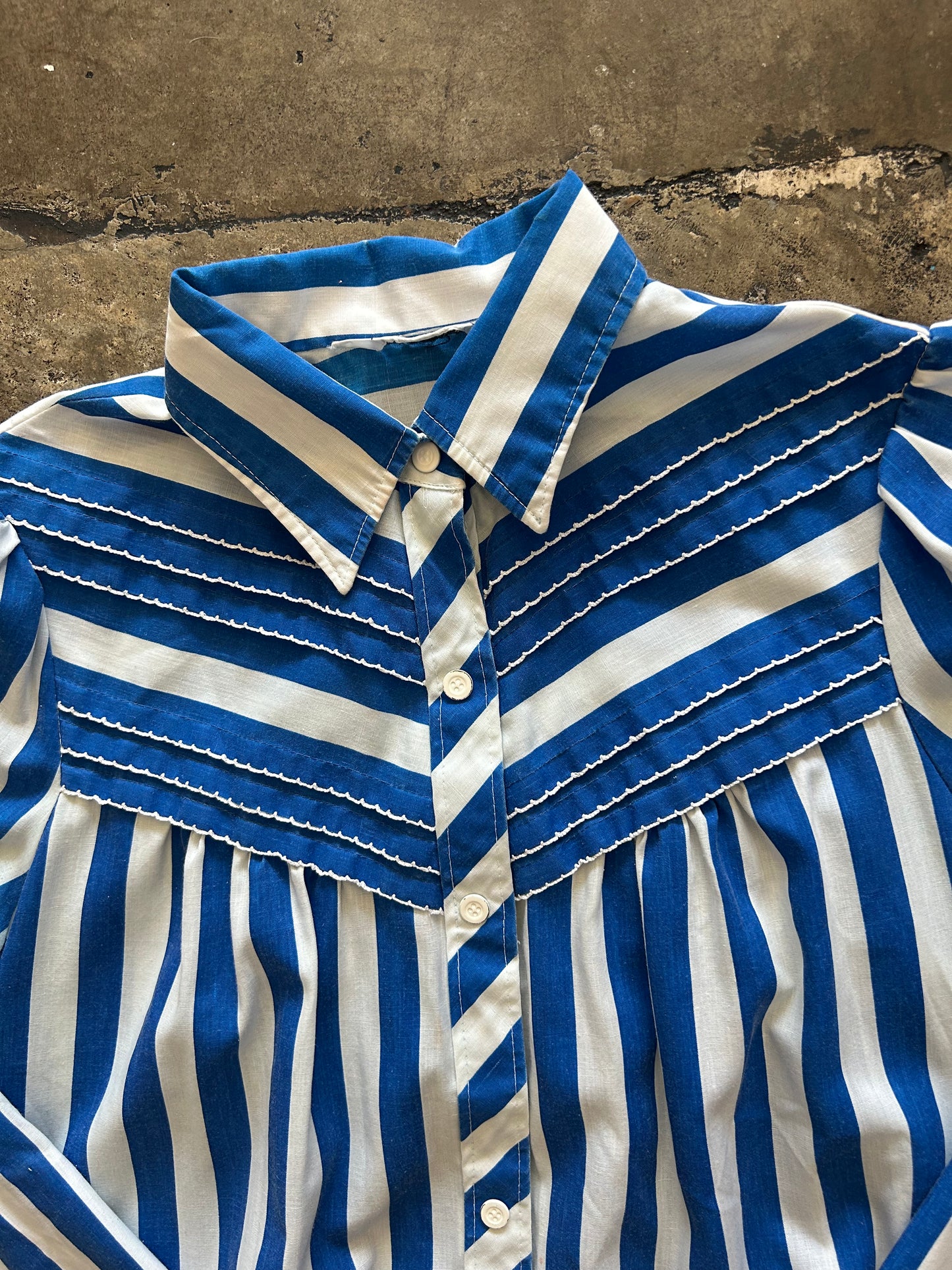 Blue Striped Button Front Night Gown