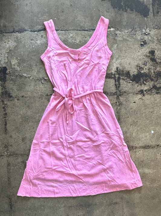 Pink Button Front Tank Dress