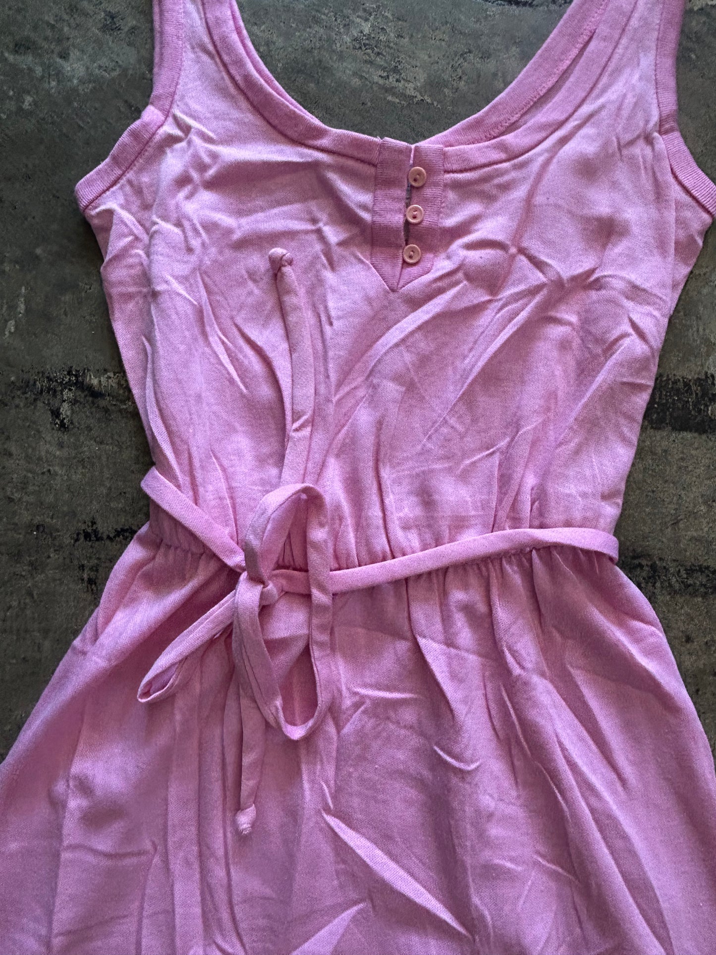 Pink Button Front Tank Dress
