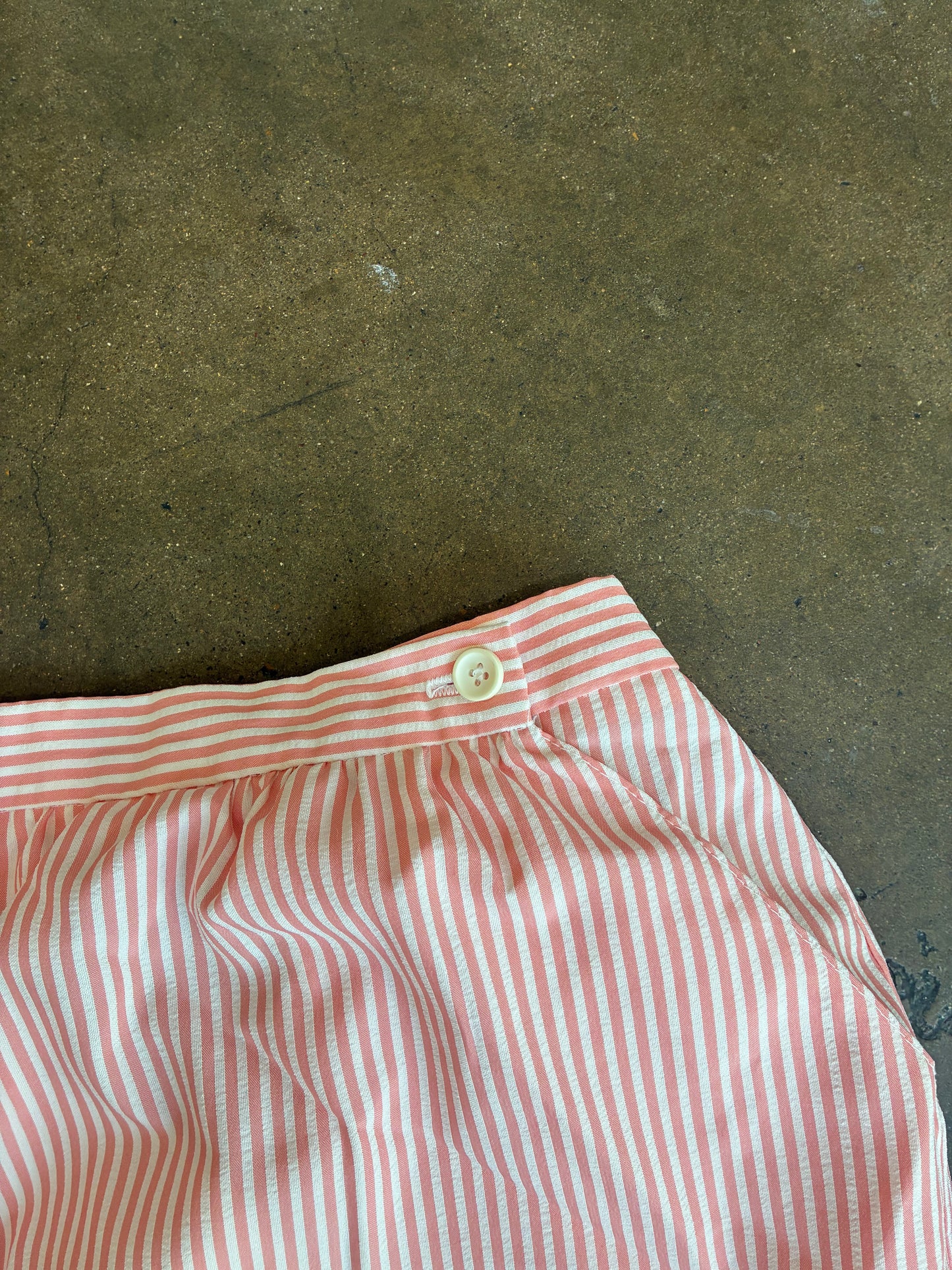 Pink + White Striped Midi Skirt