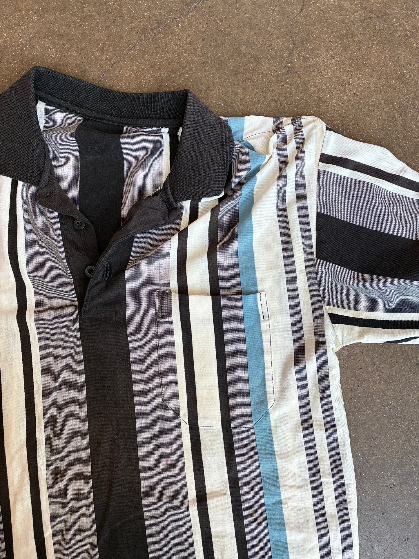 Black + Blue Striped Polo Shirt