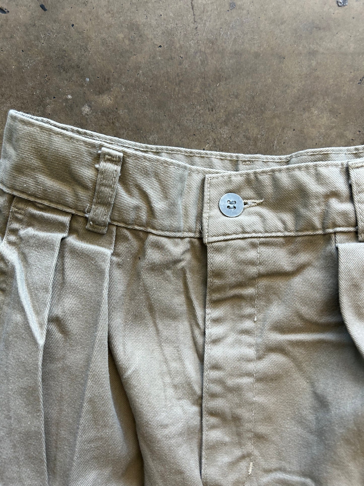 Pleated Khaki Trousers