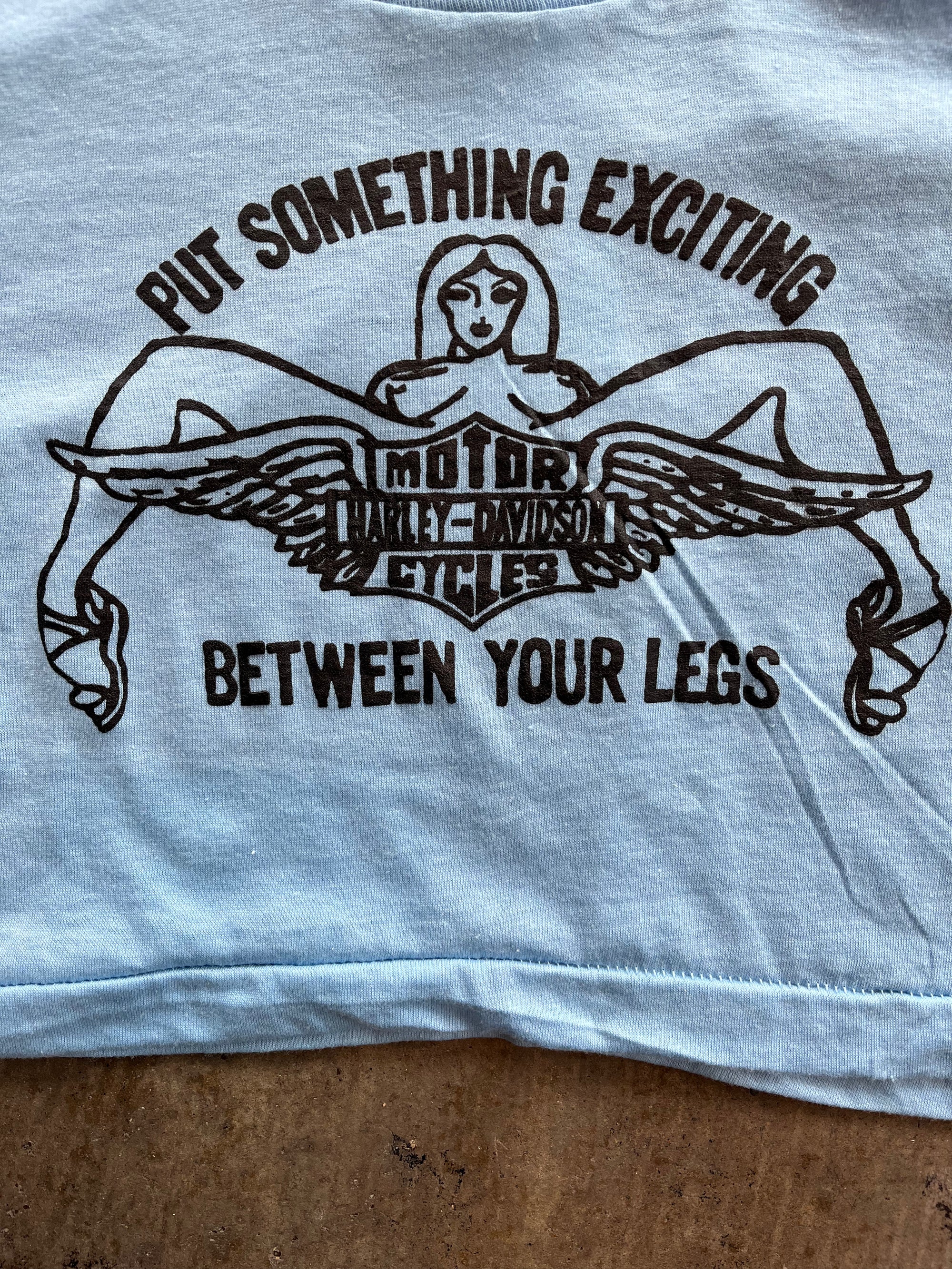 Baby Blue Harley Davidson Crop Top