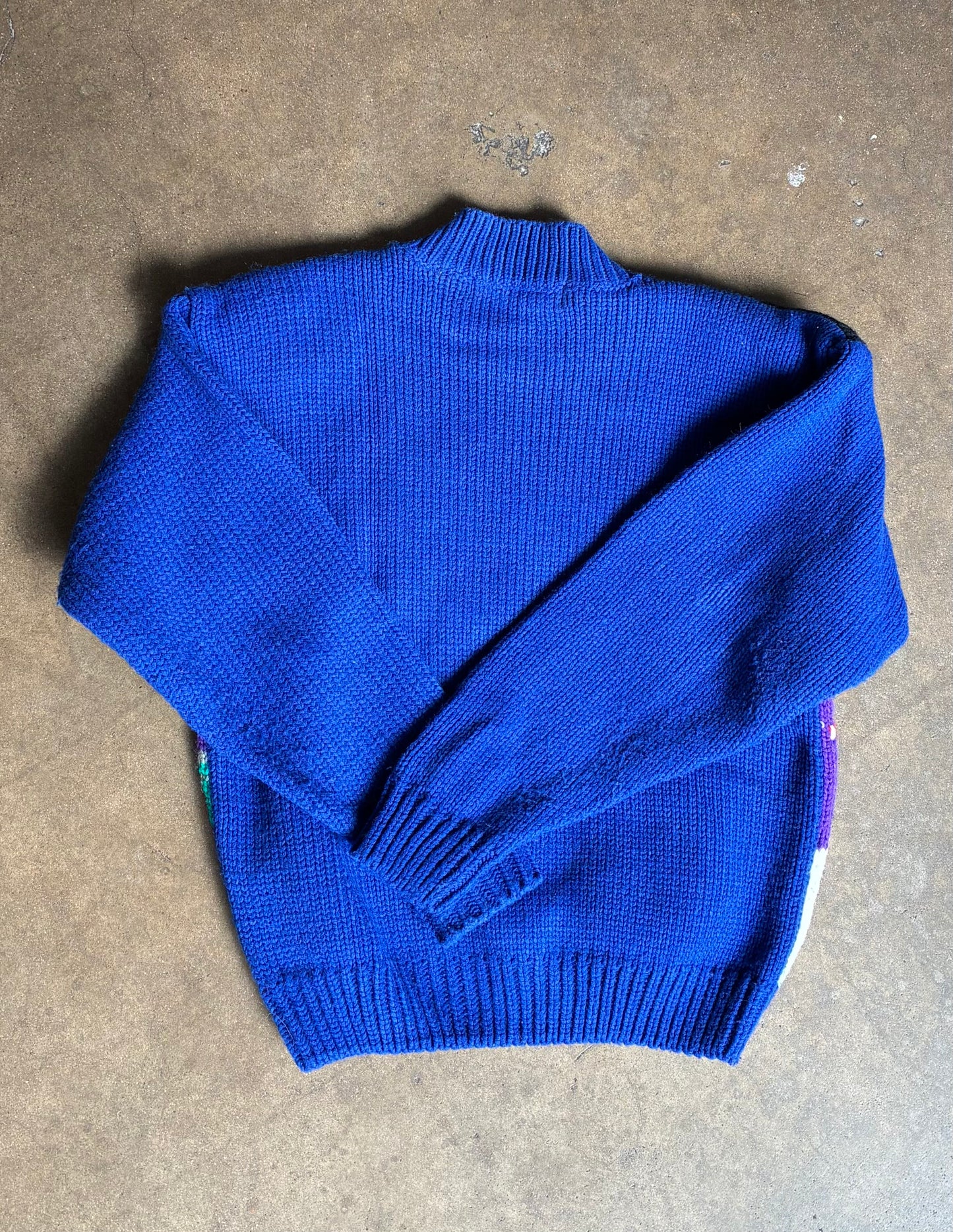 "Karen Scott" Blue + Black Knitted Long Sleeve Sweater
