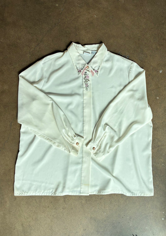 Cream Floral Collar Blouse