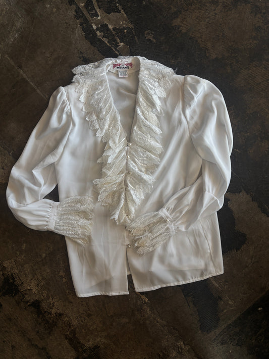 Minang White Lace Detail Blouse