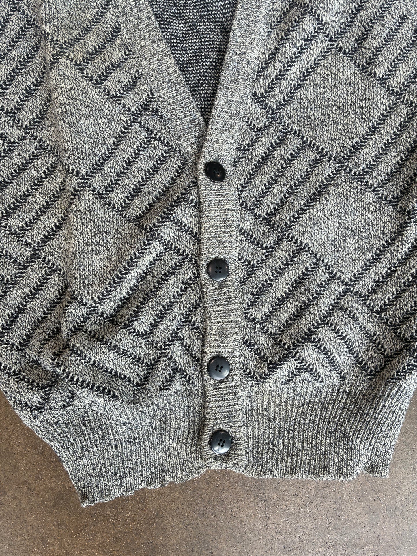 Gray Textured Button Up Sweater Vest
