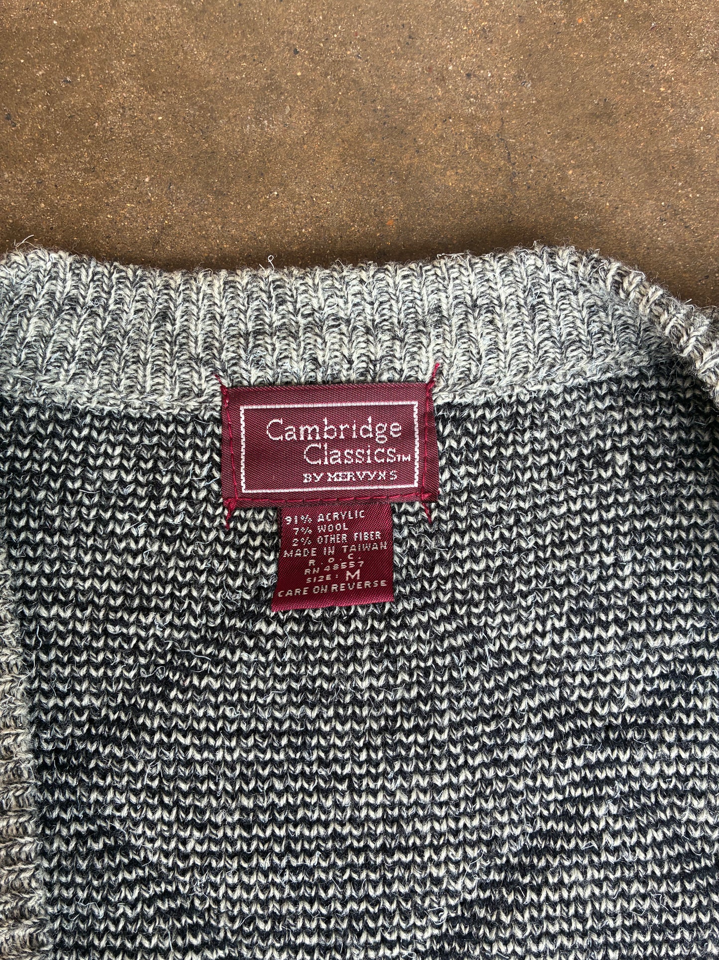 Gray Textured Button Up Sweater Vest