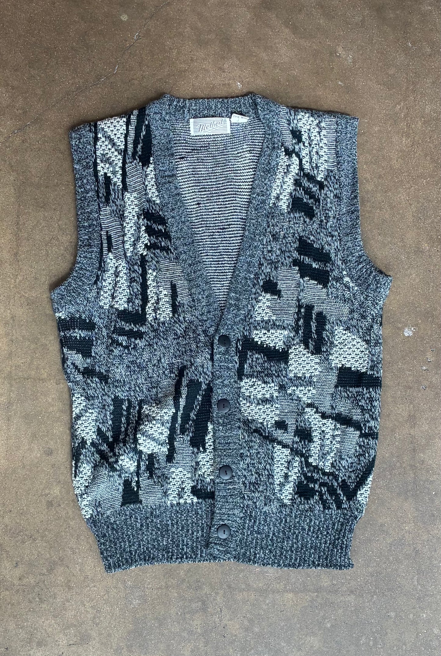 Abstract Button Up Knit Vest
