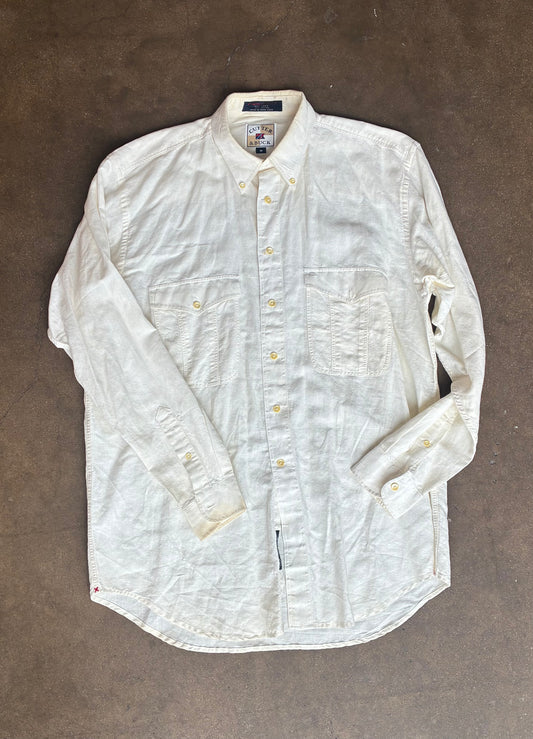 Off White Linen Button Up