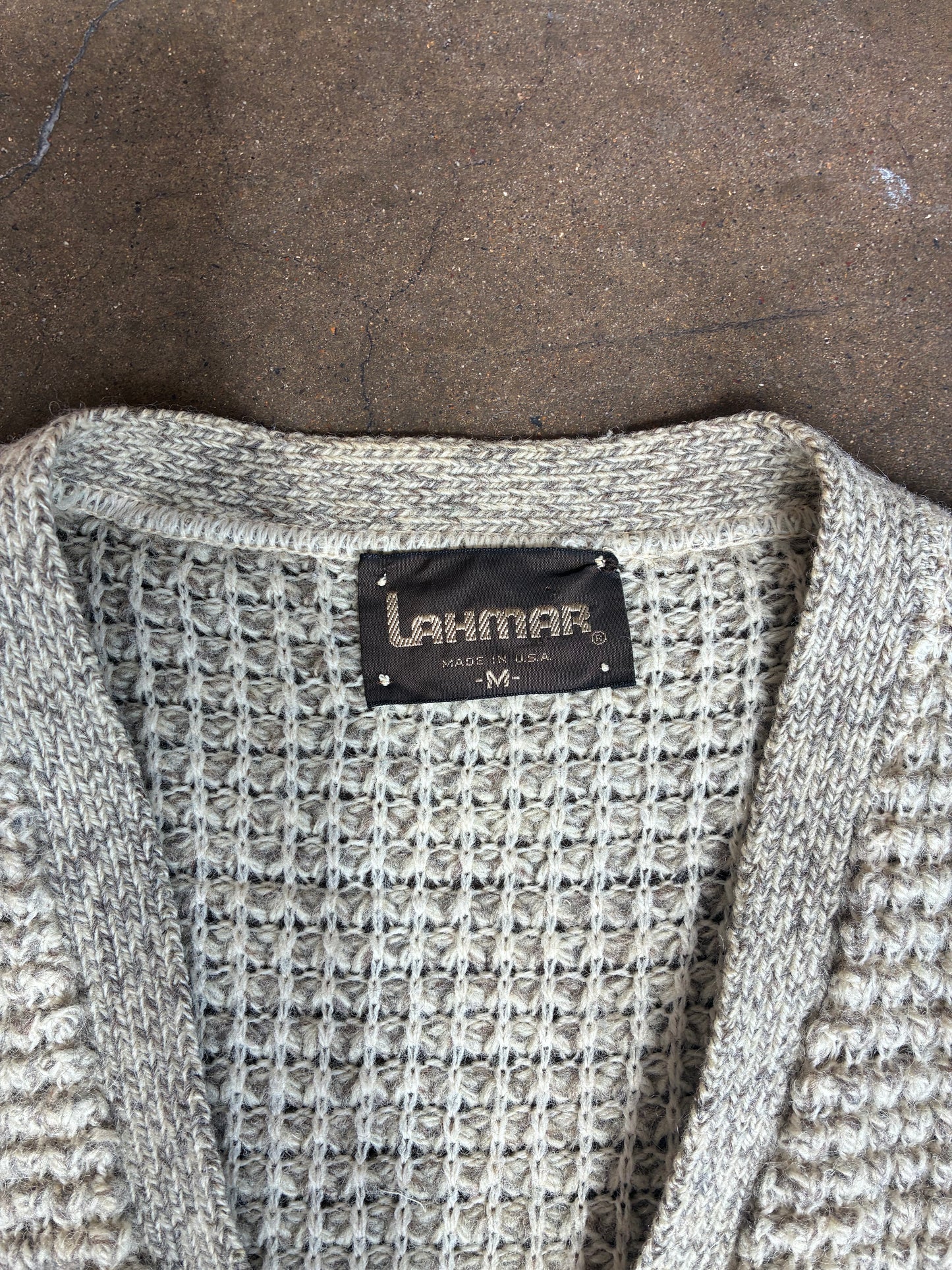 Oatmeal Waffle Knit Button Up Sweater Vest