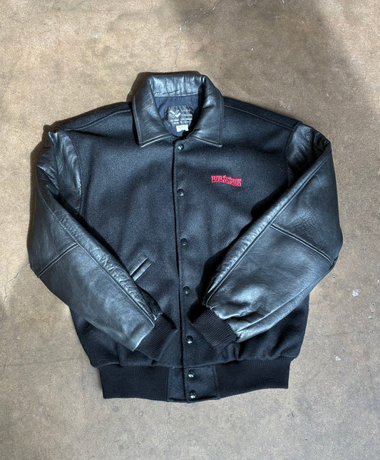 Black Leather Panel Horseshoe Jacket