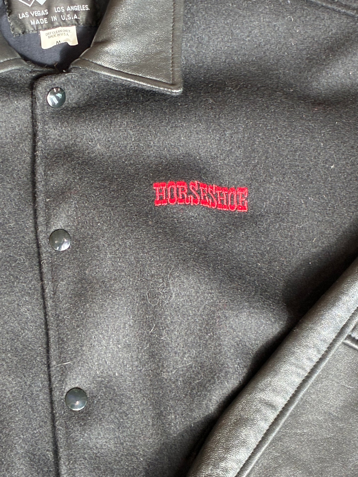 Black Leather Panel Horseshoe Jacket
