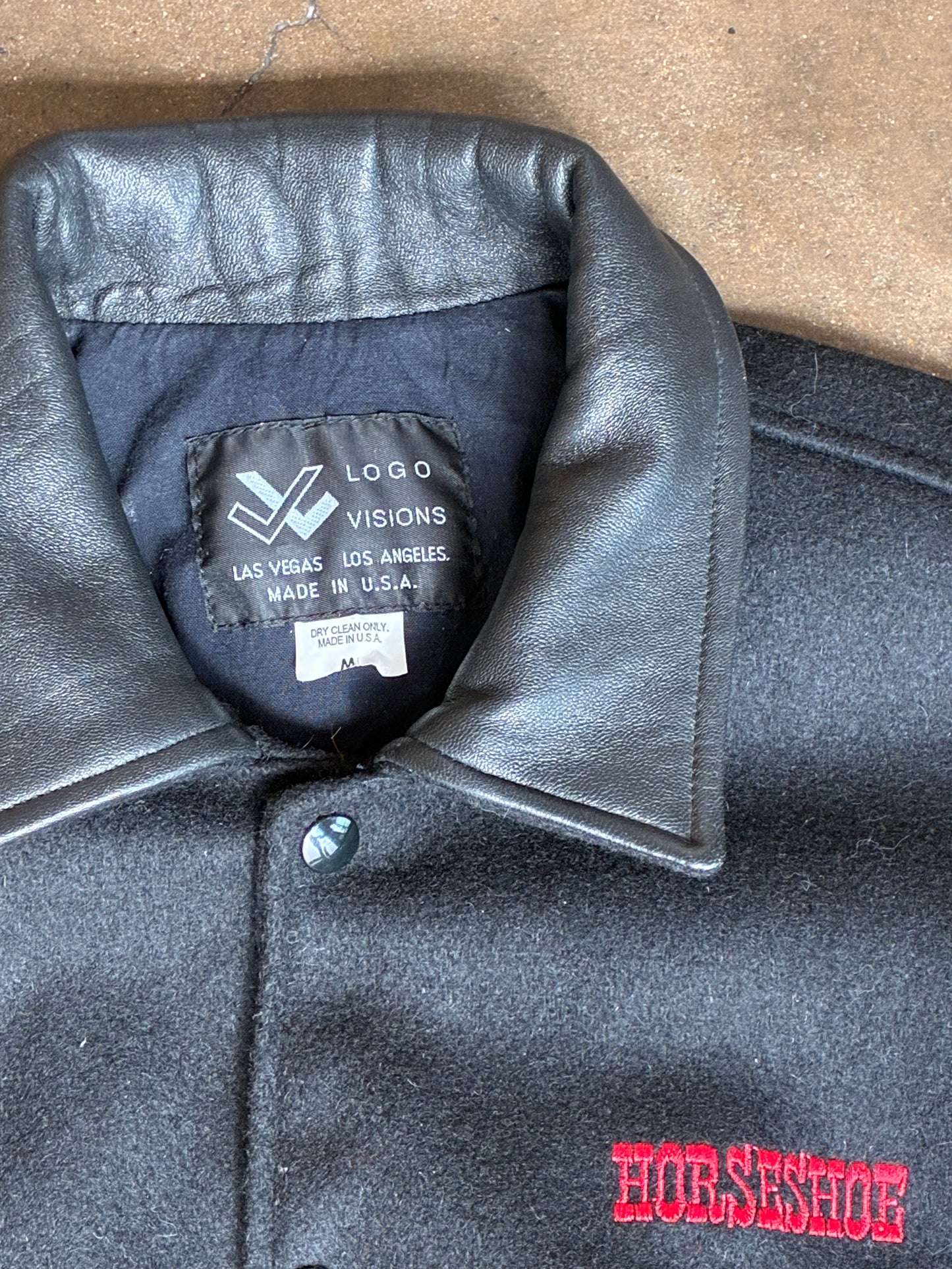 Black Leather Panel Horseshoe Jacket
