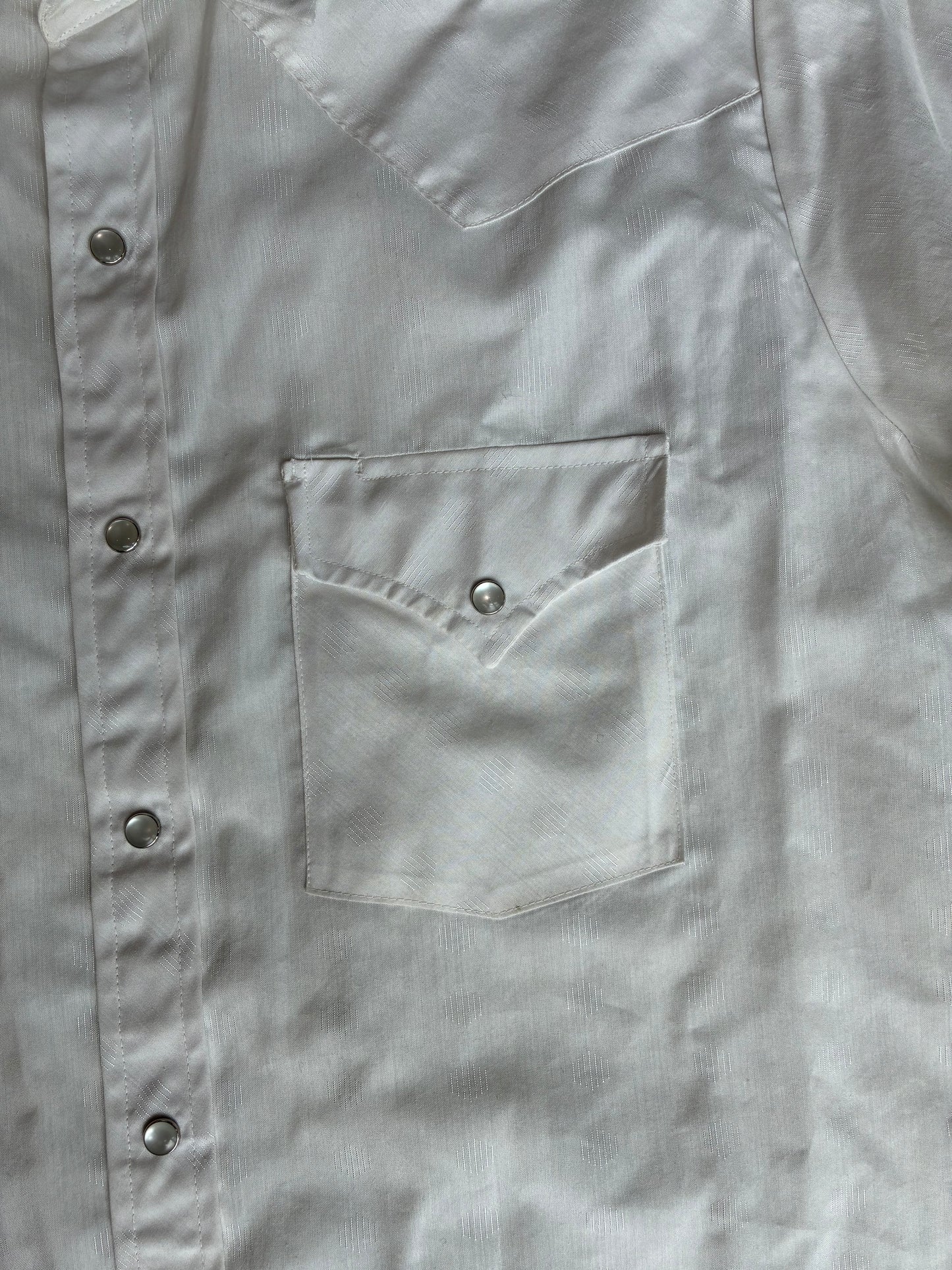 Short Sleeve White Pearl Snap Shirt