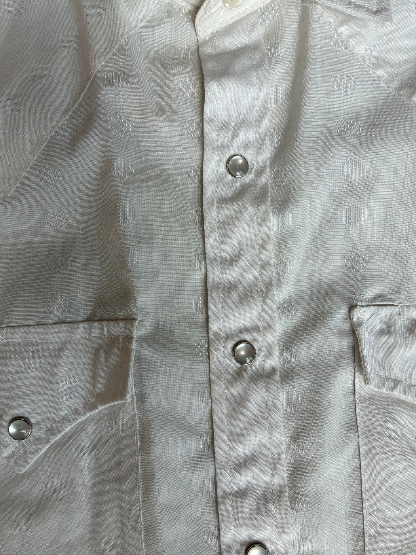 Short Sleeve White Pearl Snap Shirt