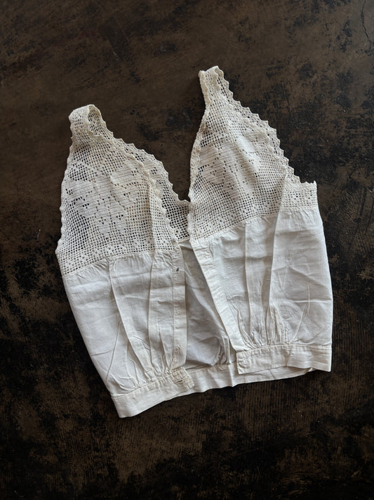 Sleeveless Crochet Detail White Top