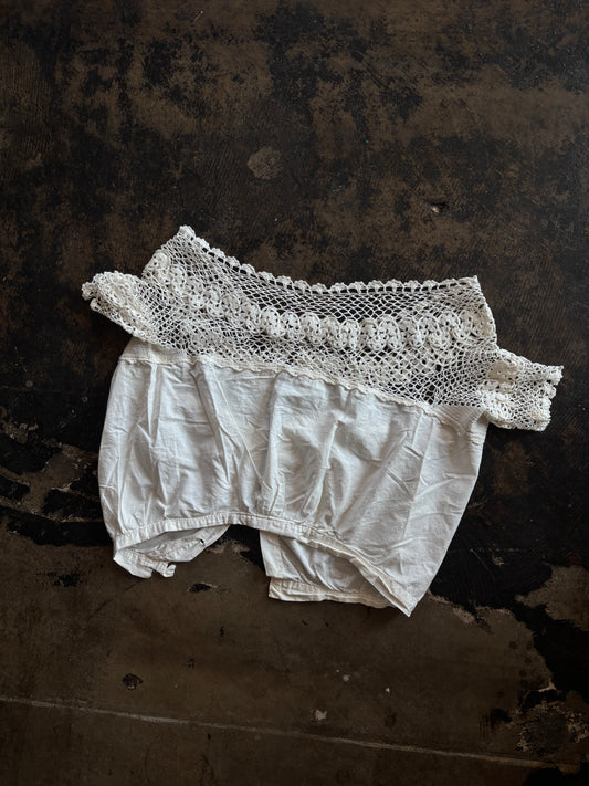 Cap Sleeve Crochet Detail White Top