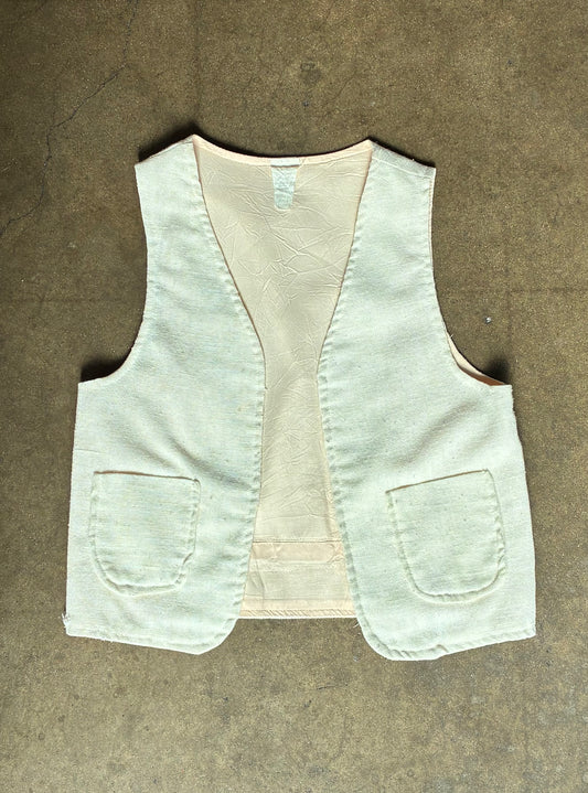 Cream Linen Vest W/ Pockets