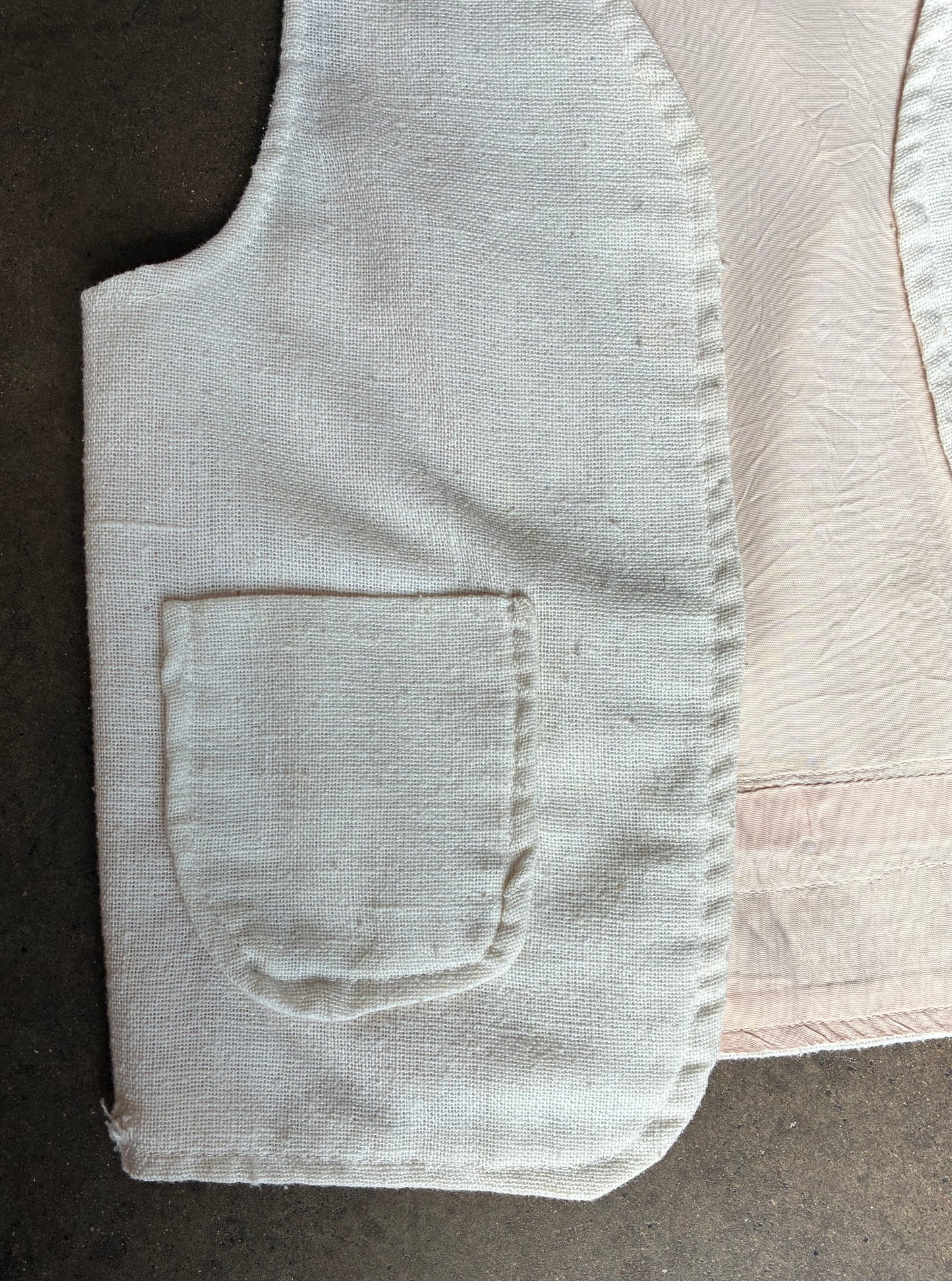 Cream Linen Vest W/ Pockets