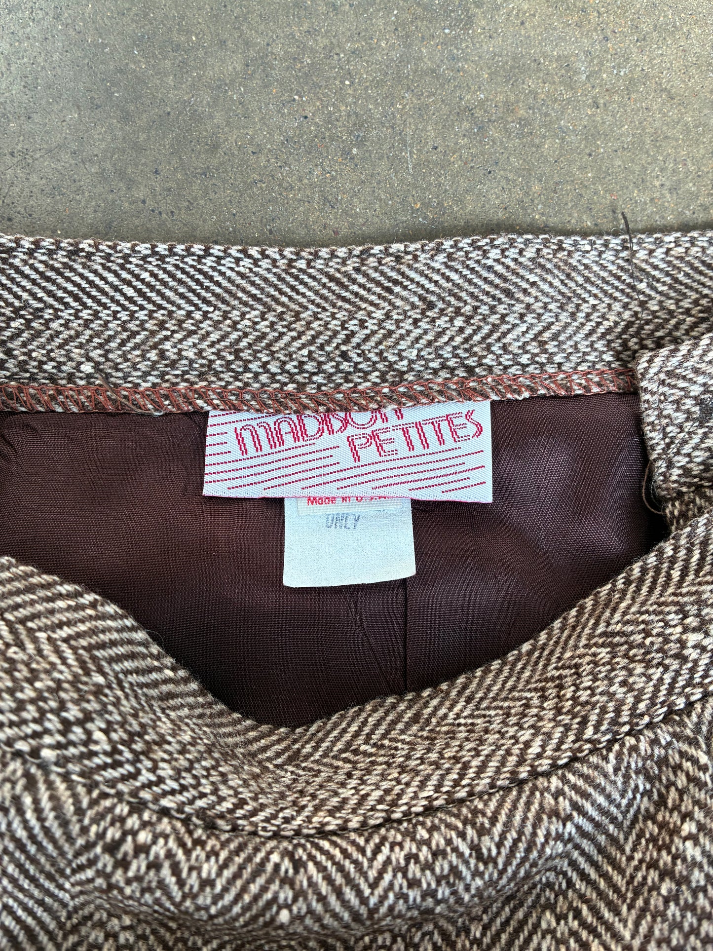 Brown Houndstooth Midi Skirt
