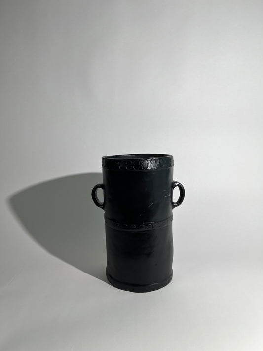 Black Clay Two Handle Jug