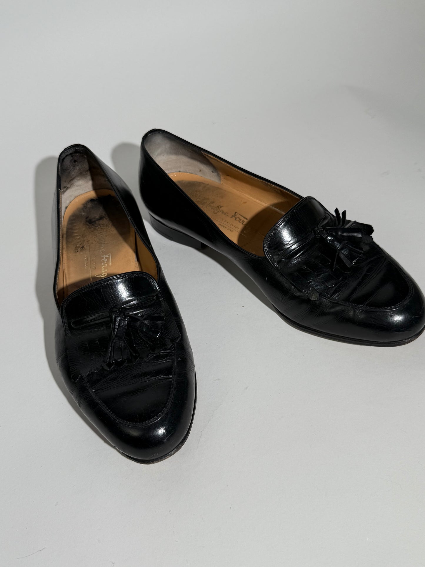 Ferragamo Black Leather Loafers