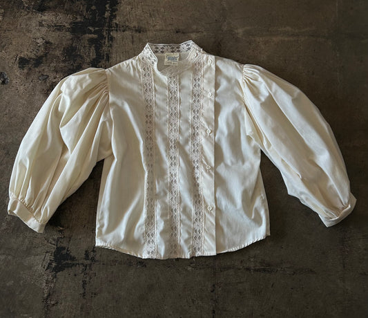 Cream Lace Stripe Front Blouse