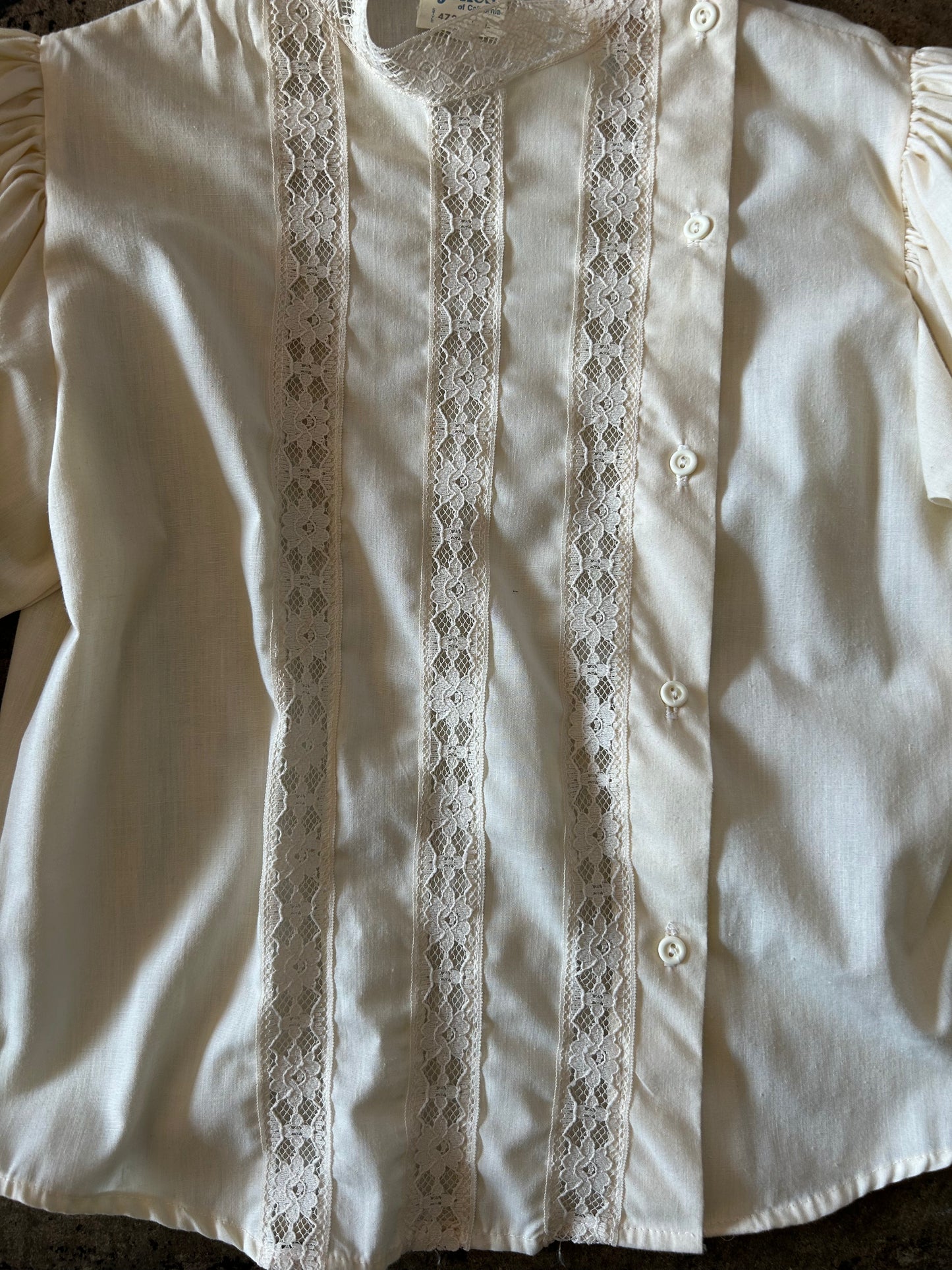 Cream Lace Stripe Front Blouse