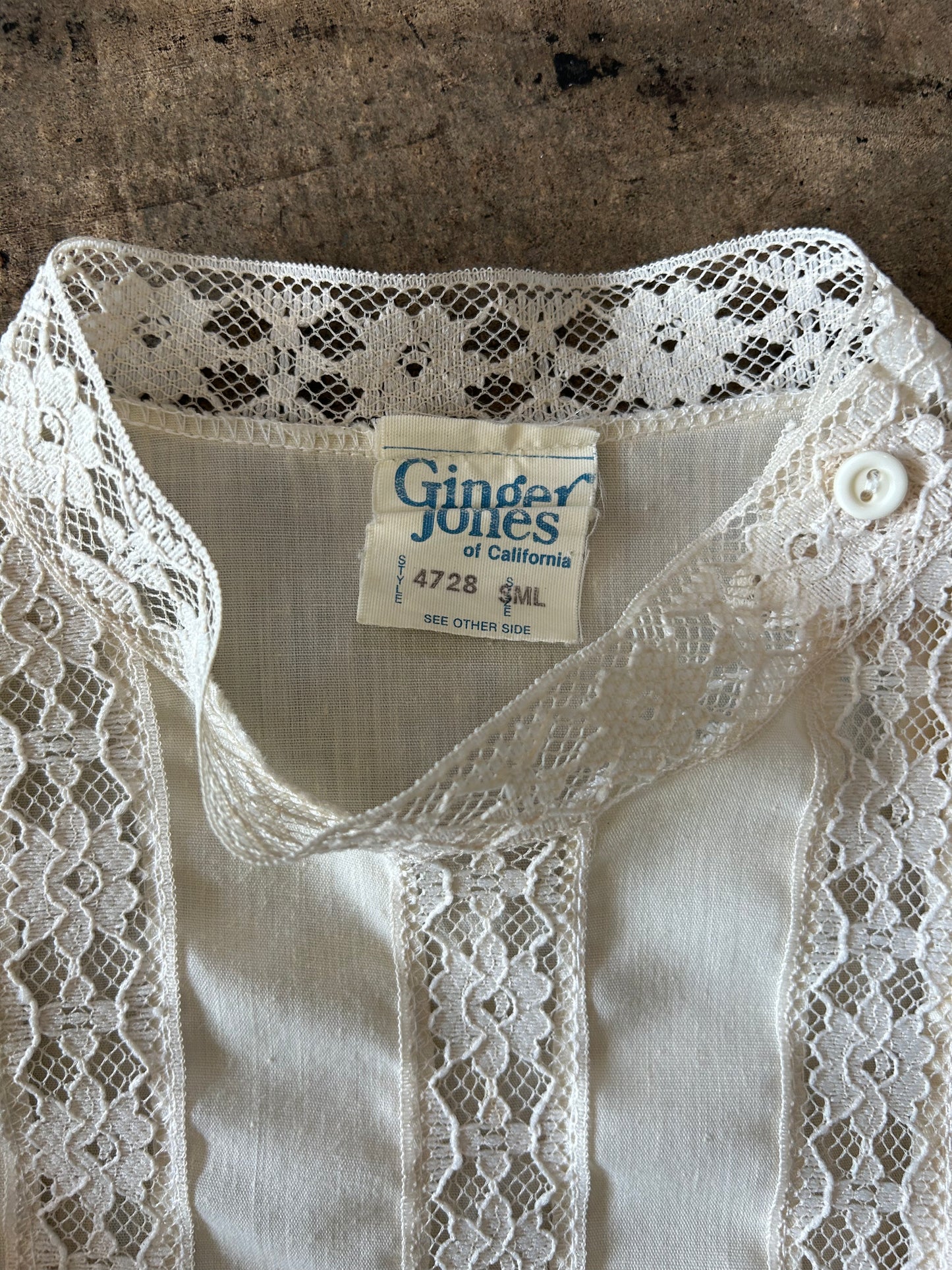 Cream Lace Stripe Front Blouse
