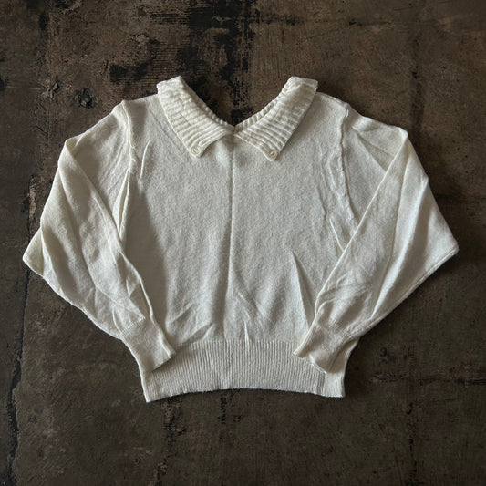 Cream Folded Collar Sweater