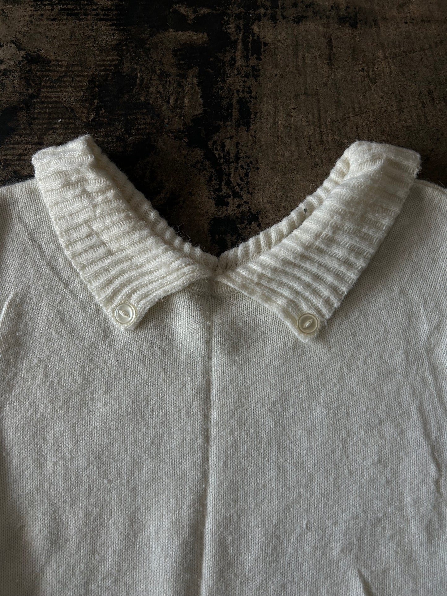 Cream Folded Collar Sweater