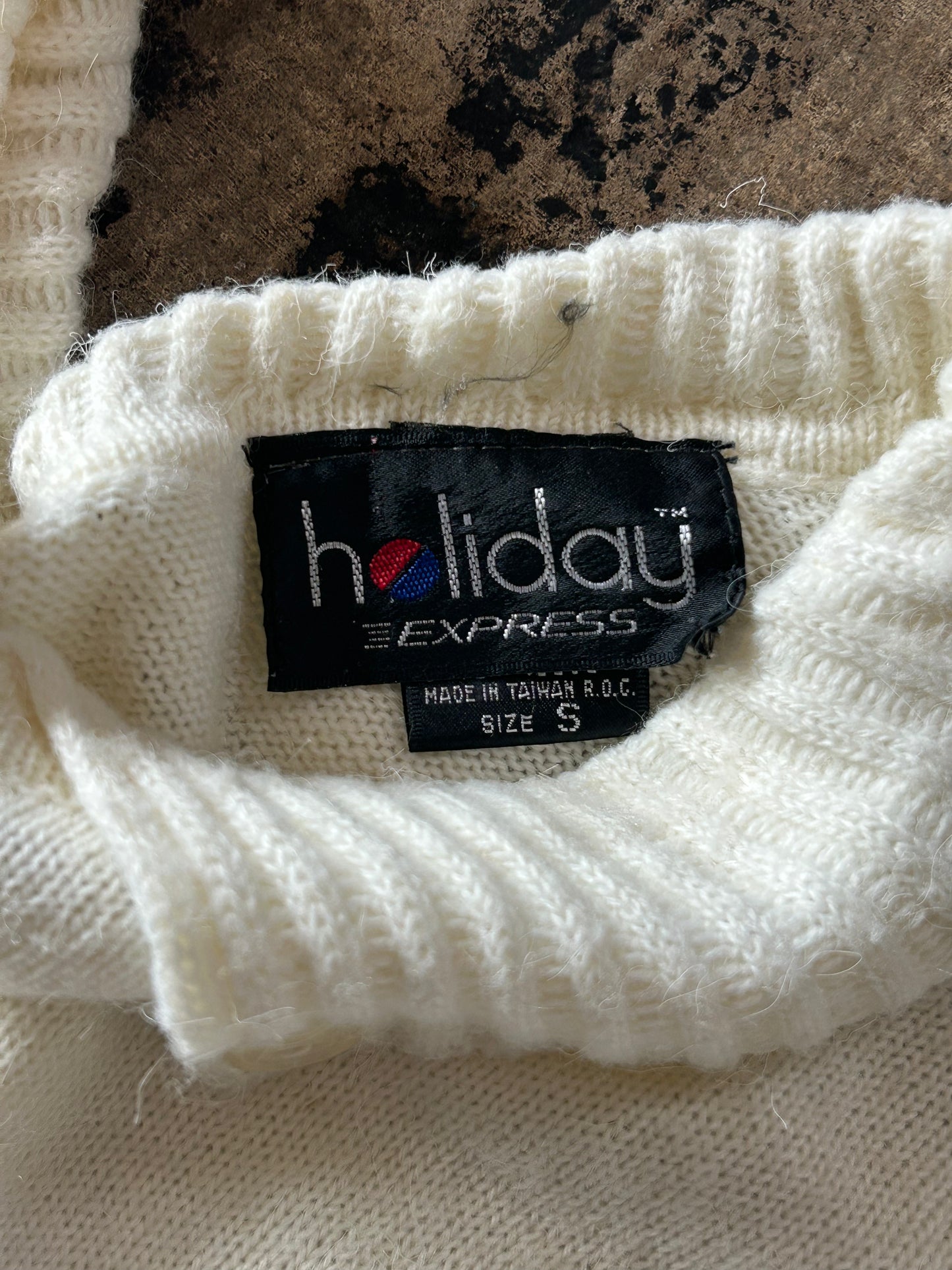 Cream Folded Collar Sweater