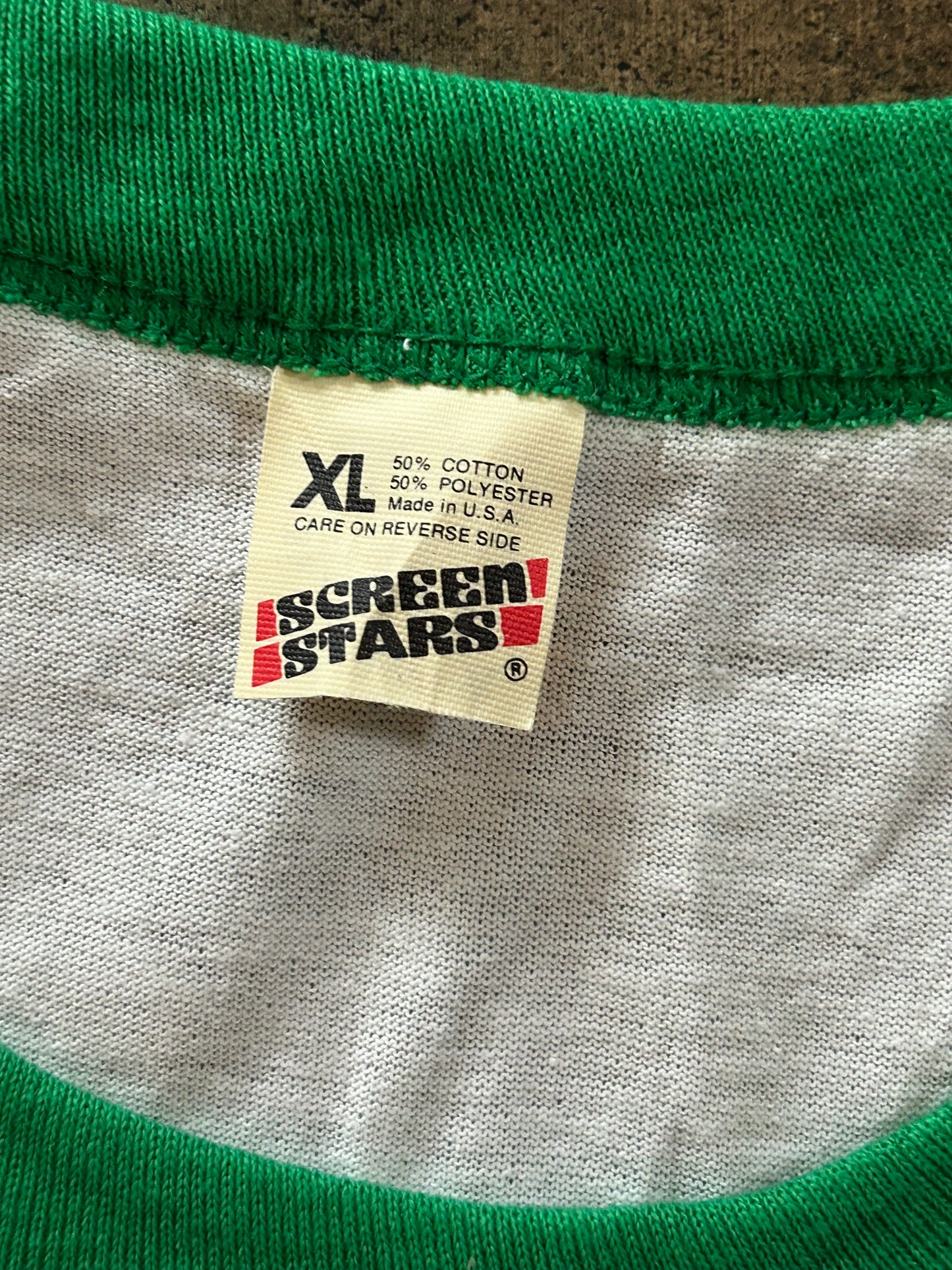 White + Green Cross Country Champions Ringer Tee
