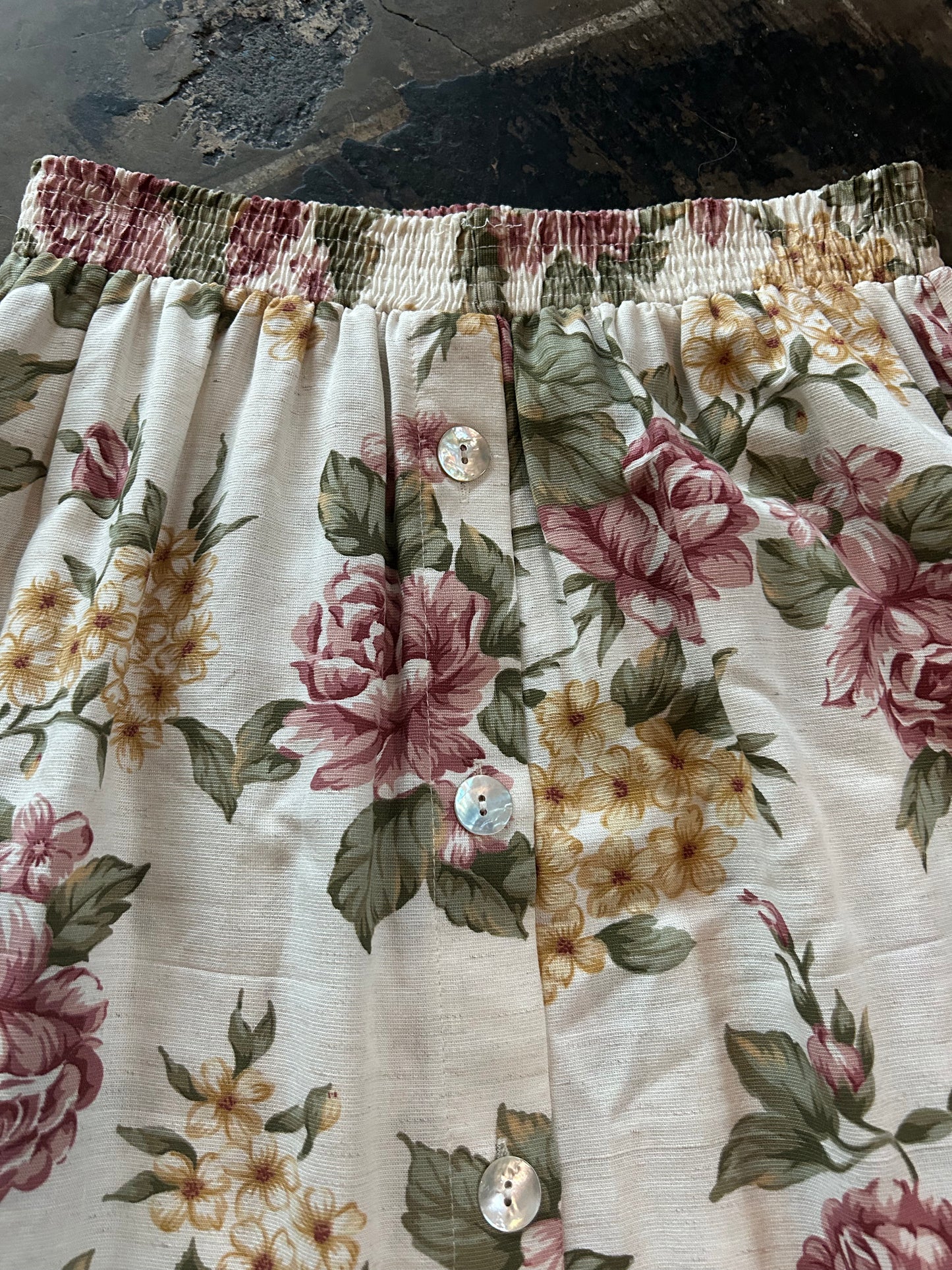 Teddi Cream Floral Print Skirt Suit Set