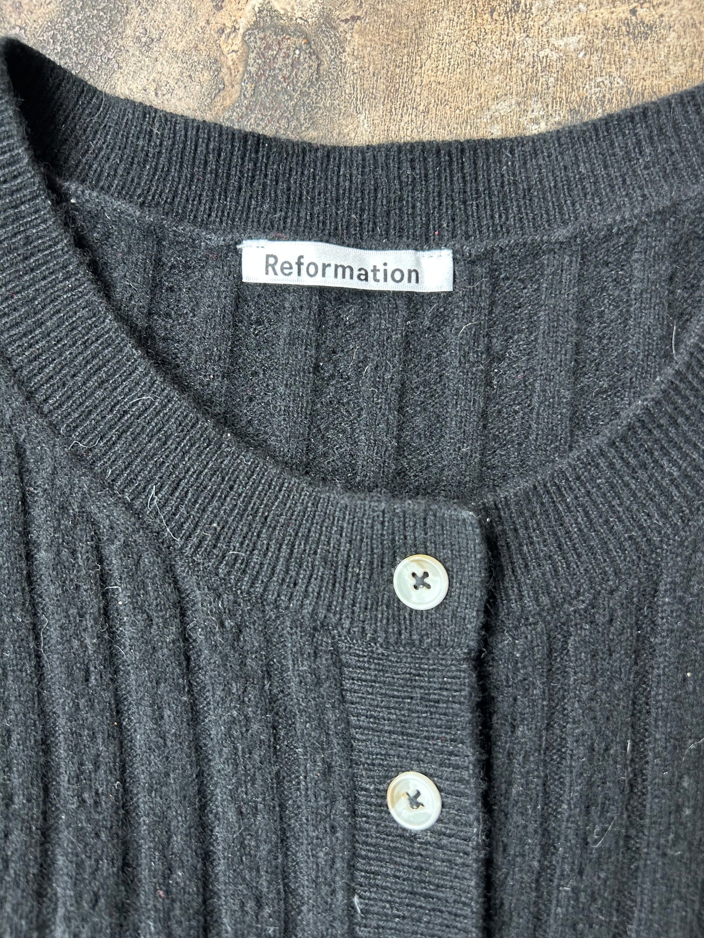 Black Reformation Short Sleeve Button Front Cardigan