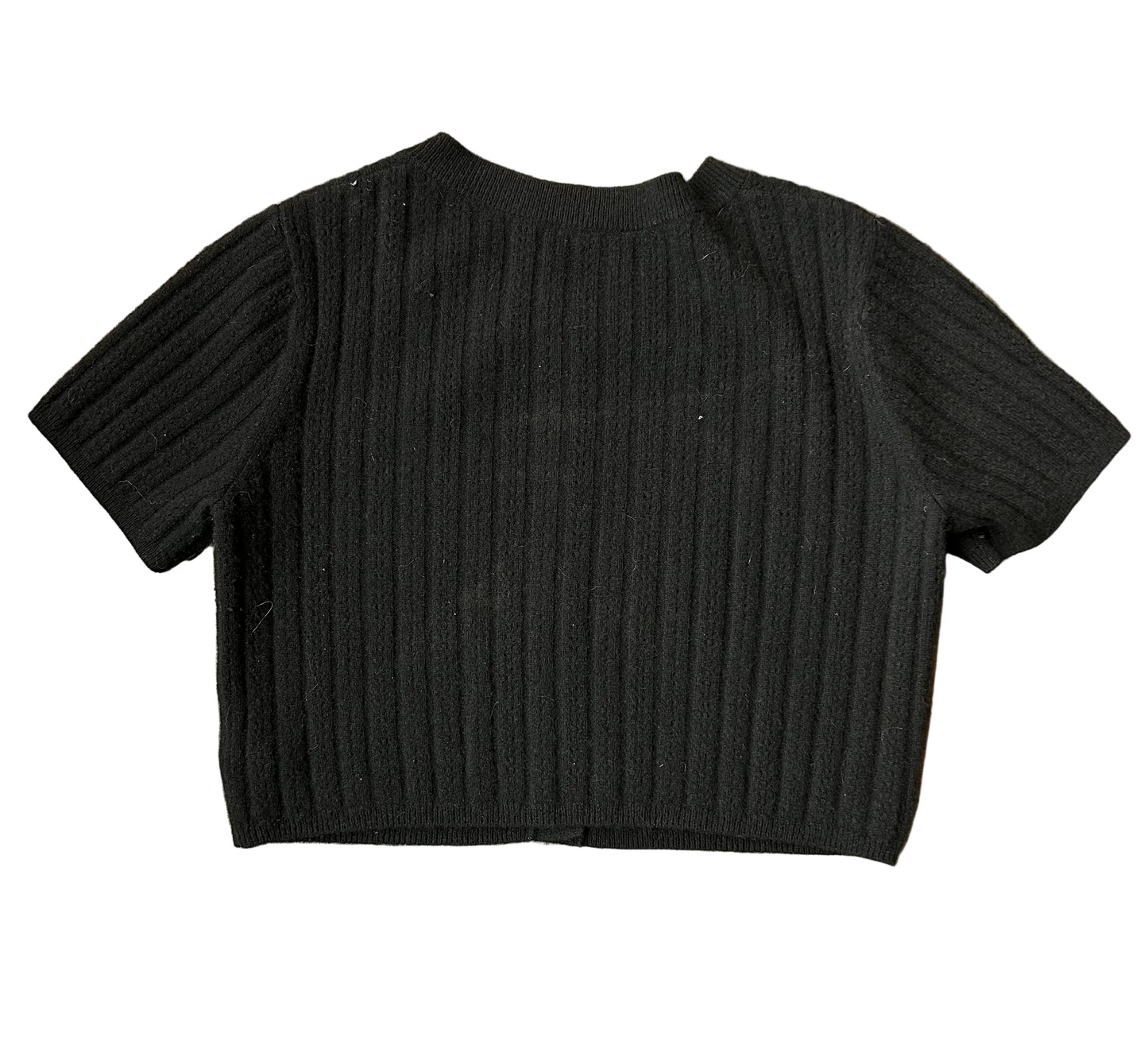 Black Reformation Short Sleeve Button Front Cardigan
