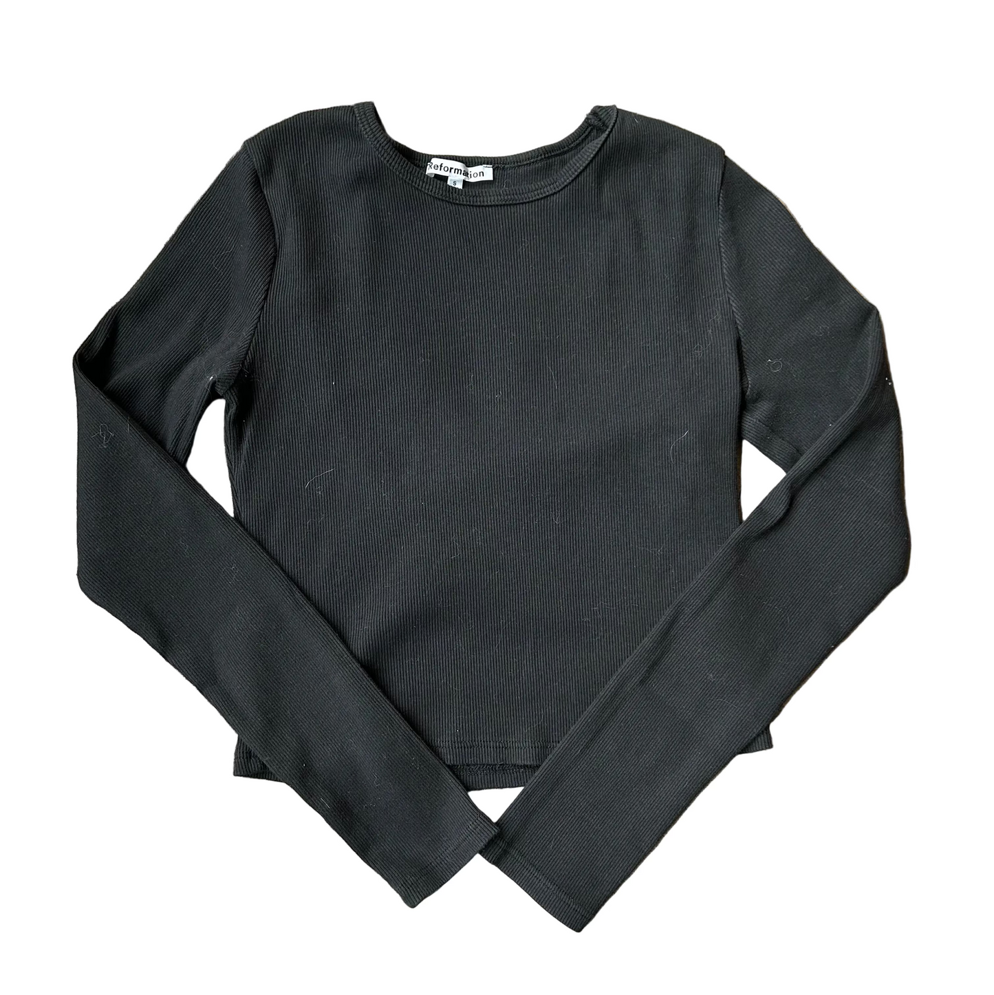 Black Ribbed Reformation Long Sleeve Top