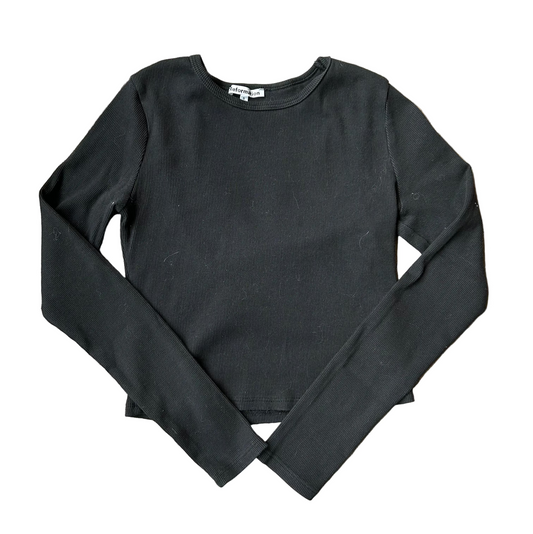 Black Ribbed Reformation Long Sleeve Top